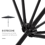 3x2.5 m Tilting Garden Umbrella with Crank Handle, Metal and Polyester, Dark Grey