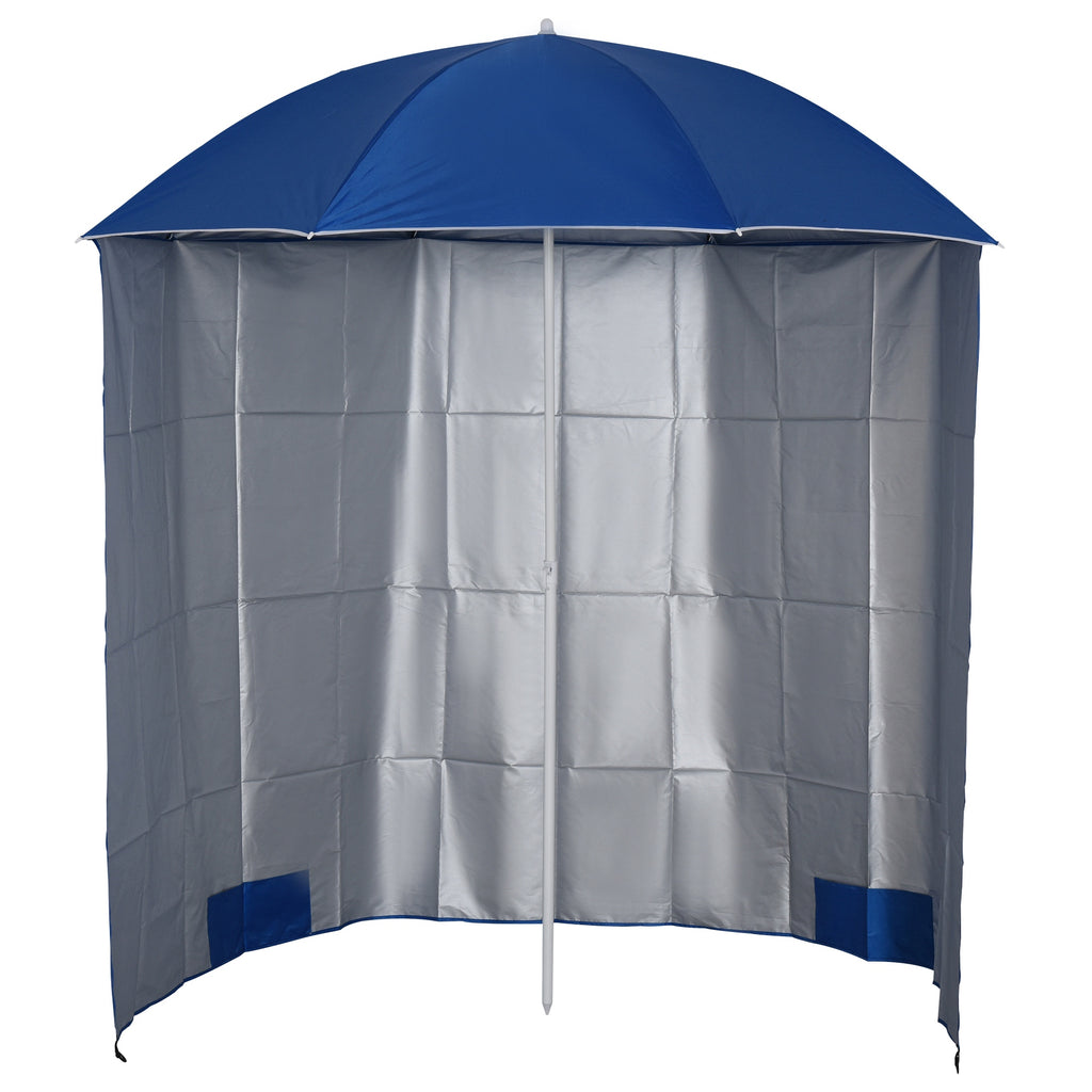 Beach Umbrella with Integrated Awning, in Metal and Polyester, Ø220x220 cm, Blue
