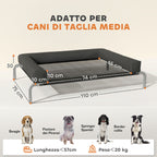 19.5cm Raised Dog Bed with U-Shaped Cushion, Polyester and Steel, 110x75x30cm, Black and Silver