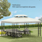 Outsunny 3x4m Waterproof Polyester Garden Gazebo Cover Replacement Roof, Beige