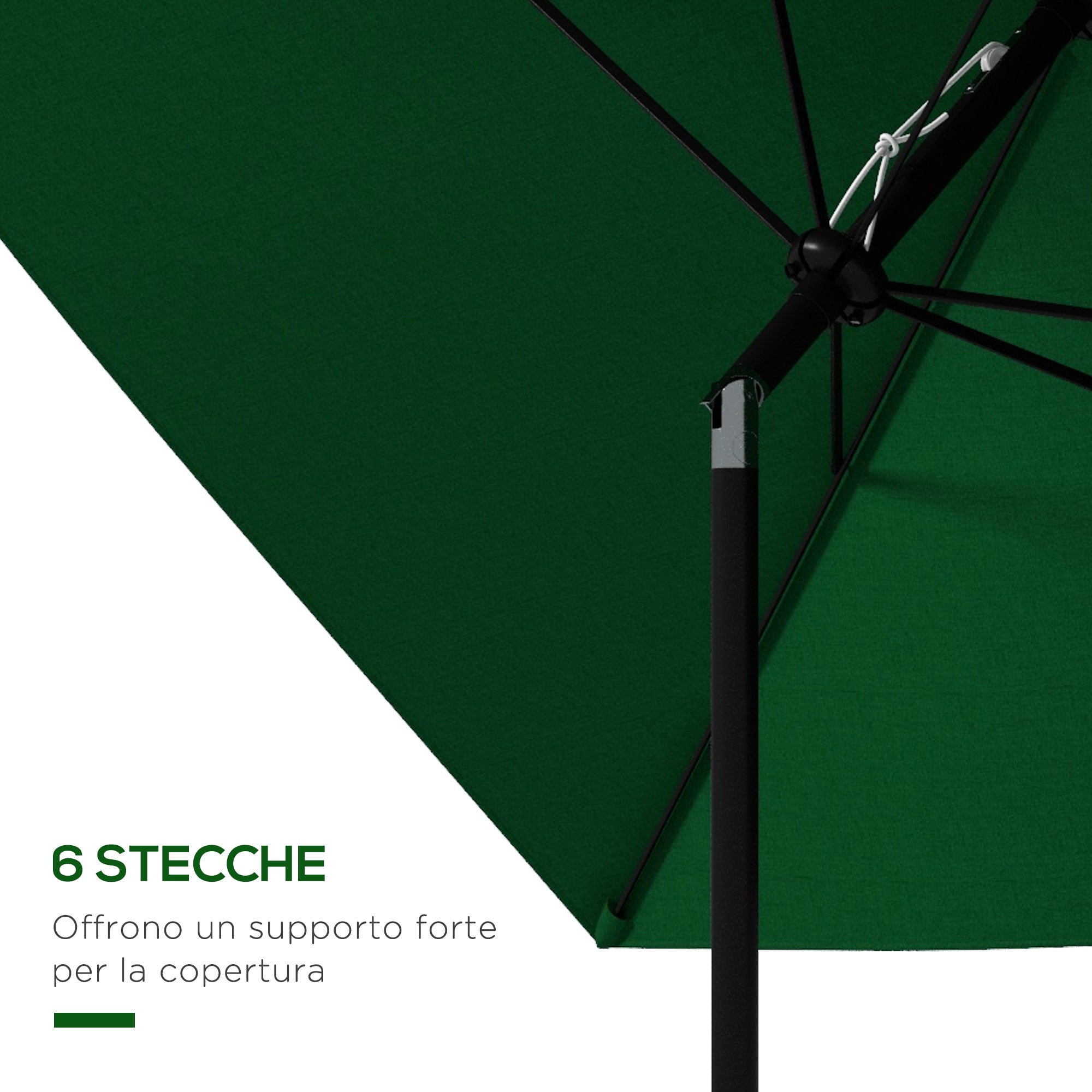 Outsunny 2x3m Rectangular Garden Umbrella with Crank Opening, Green