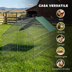 PawHut Outdoor and Indoor Rabbit and Chicken Cage with Sunshade and Metal Grille, for Small Animals, Ducks, Chickens, 180x75x75 cm, Green
