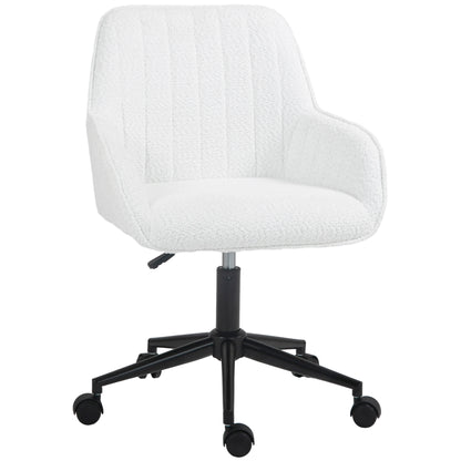 HOMCOM Fabric Office Chair with Adjustable Height, Swivel Seat and Wheels, White - Borgè