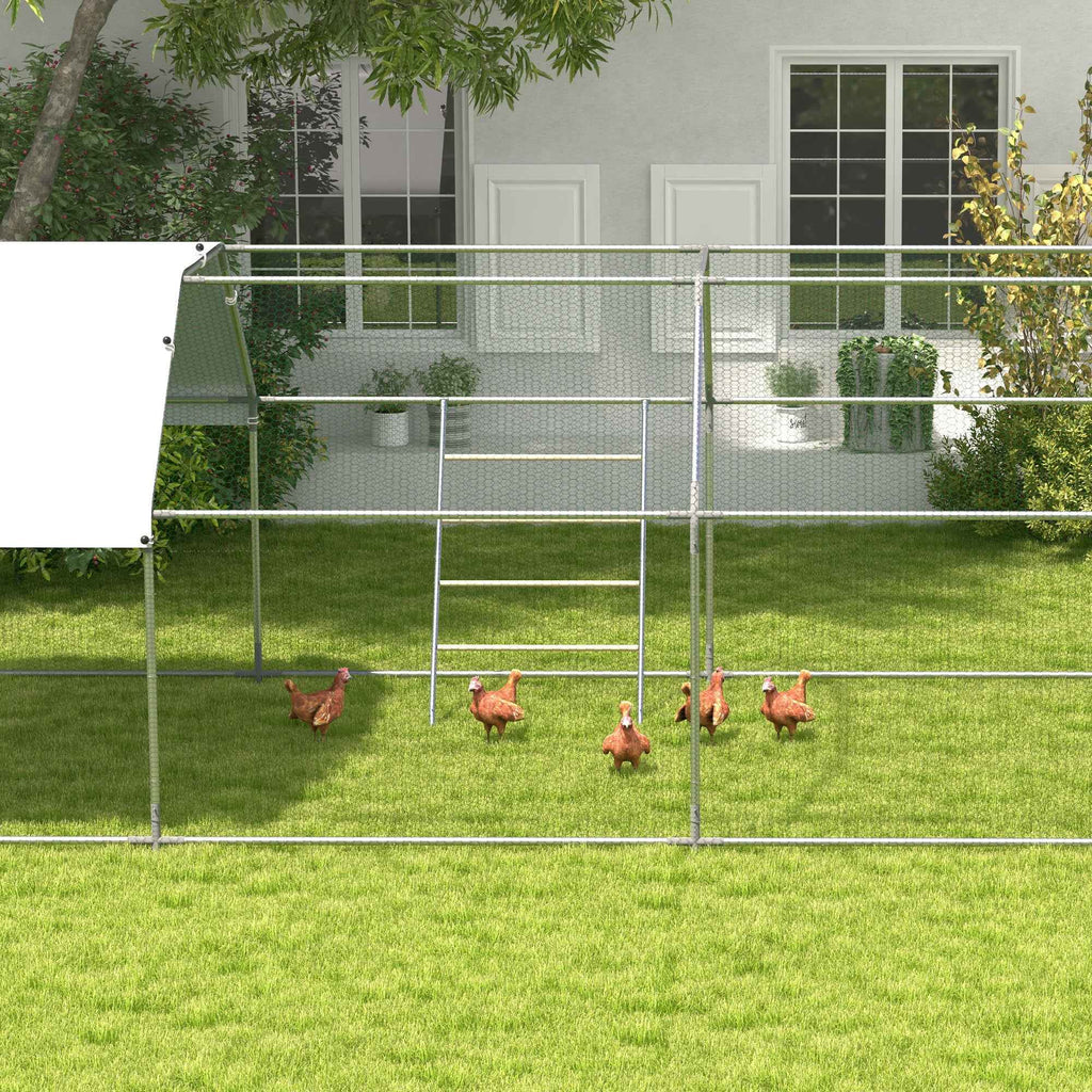 PawHut 4-Tier Chicken Perch for 4-6 Chickens Made of Wood and Galvanized Steel, Wood Color