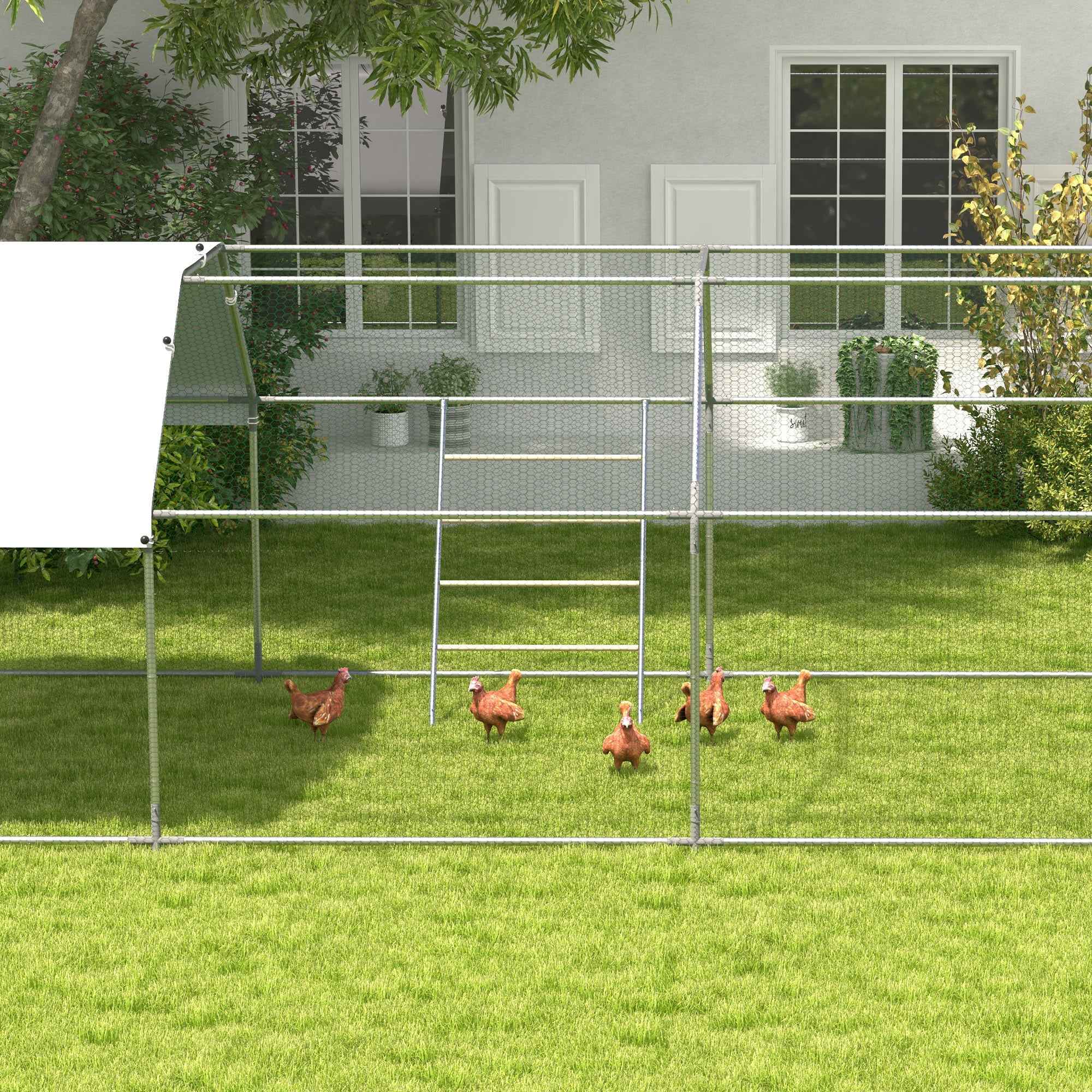 PawHut 4-Tier Chicken Perch for 4-6 Chickens Made of Wood and Galvanized Steel, Wood Color