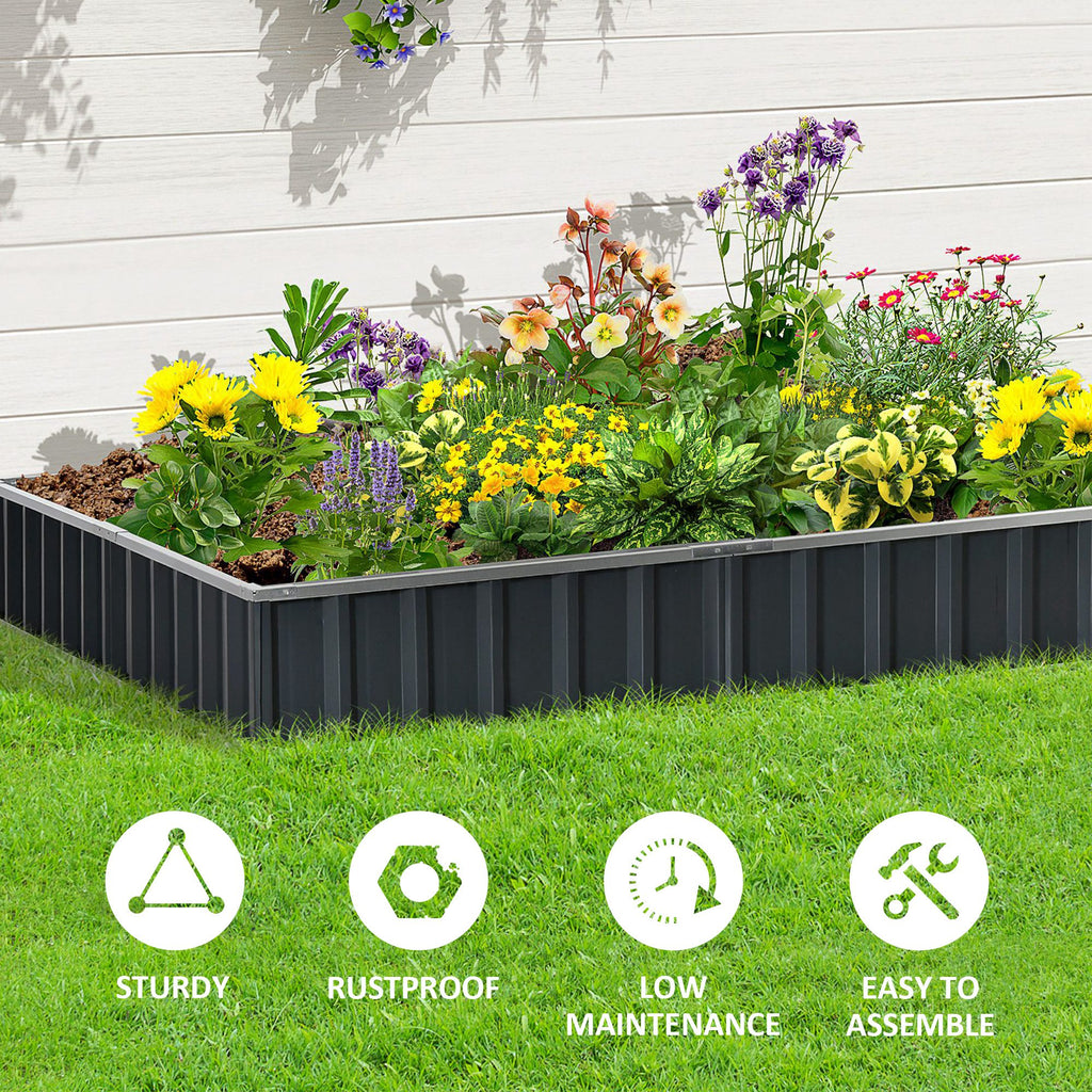 Outsunny raised flowerbed, modular galvanized steel without a bottom, 258x90x30 cm, dark gray - Borgè