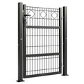 Outsunny Gate 100x131 cm, Galvanized Metal, Lock, Keys, Handle, 2 Posts