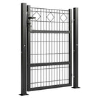 Outsunny Gate 100x131 cm, Galvanized Metal, Lock, Keys, Handle, 2 Posts