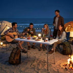 Outsunny 2-Height Folding Camping Table with Handle, HDPE, 120x60x74 cm, White