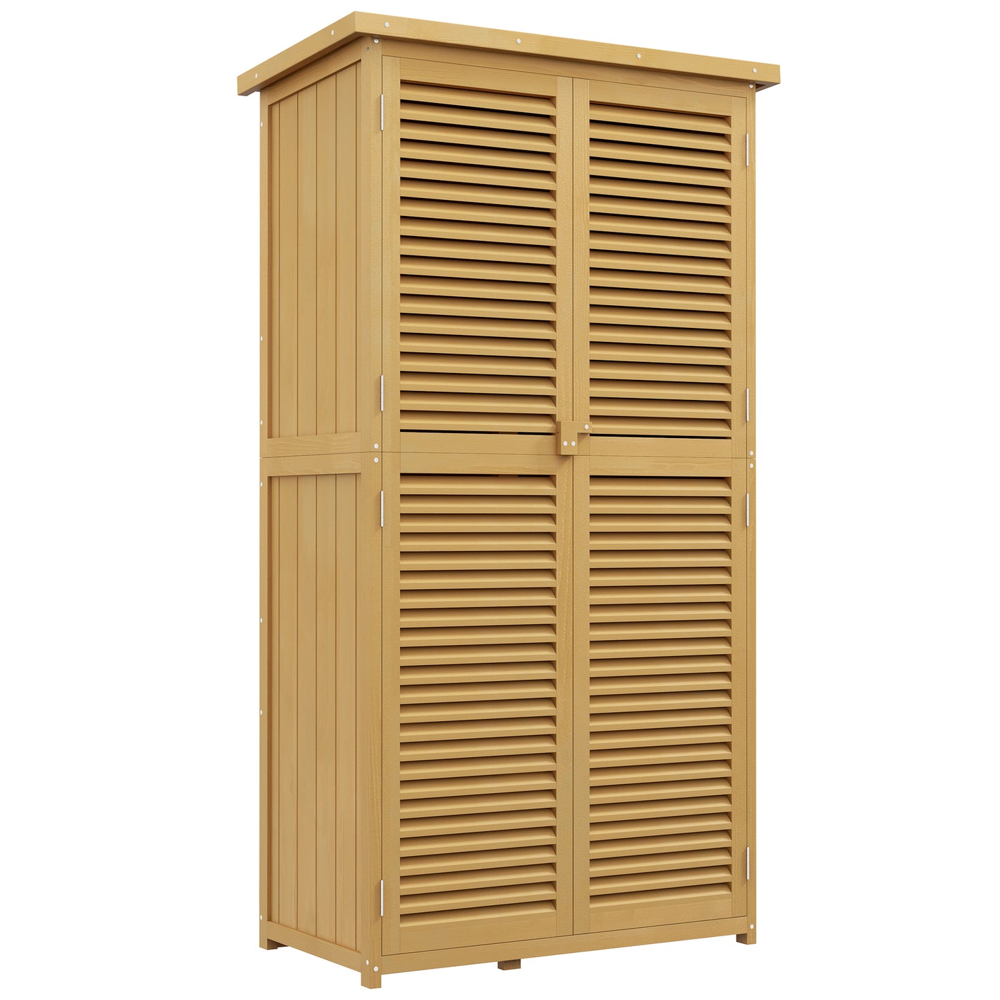 Wooden Garden Shed with Shutter Door, 87x46.5x160 cm, Yellow and Green