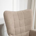 Contemporary Velvet Fabric Armchair with Footstool, 72x80x101 cm, Light Brown