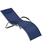 Aluminum Sun Lounger, Textilene Garden Deck Chair with Removable Headrest