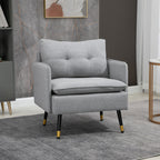 Modern Armchair in Fabric with Padded Seat and Steel Legs, 76x68x80 cm, Grey - Borgè