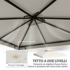 Outsunny Garden Gazebo Cover Replacement Roof Anti-UV Waterproof Polyester 3x3m Cream