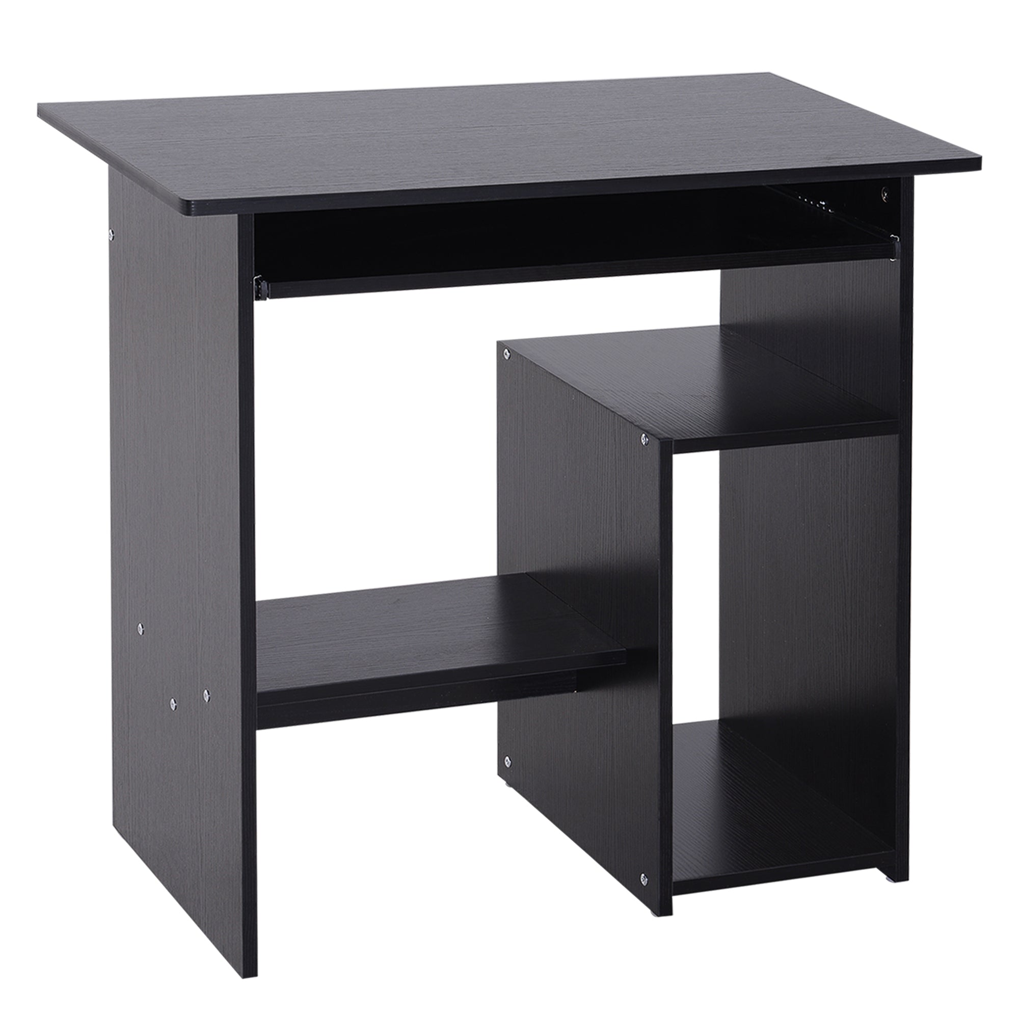 Modern Wooden PC Desk with CPU Shelf and Pull-out Keyboard Space, 80x45x75 cm, Black
