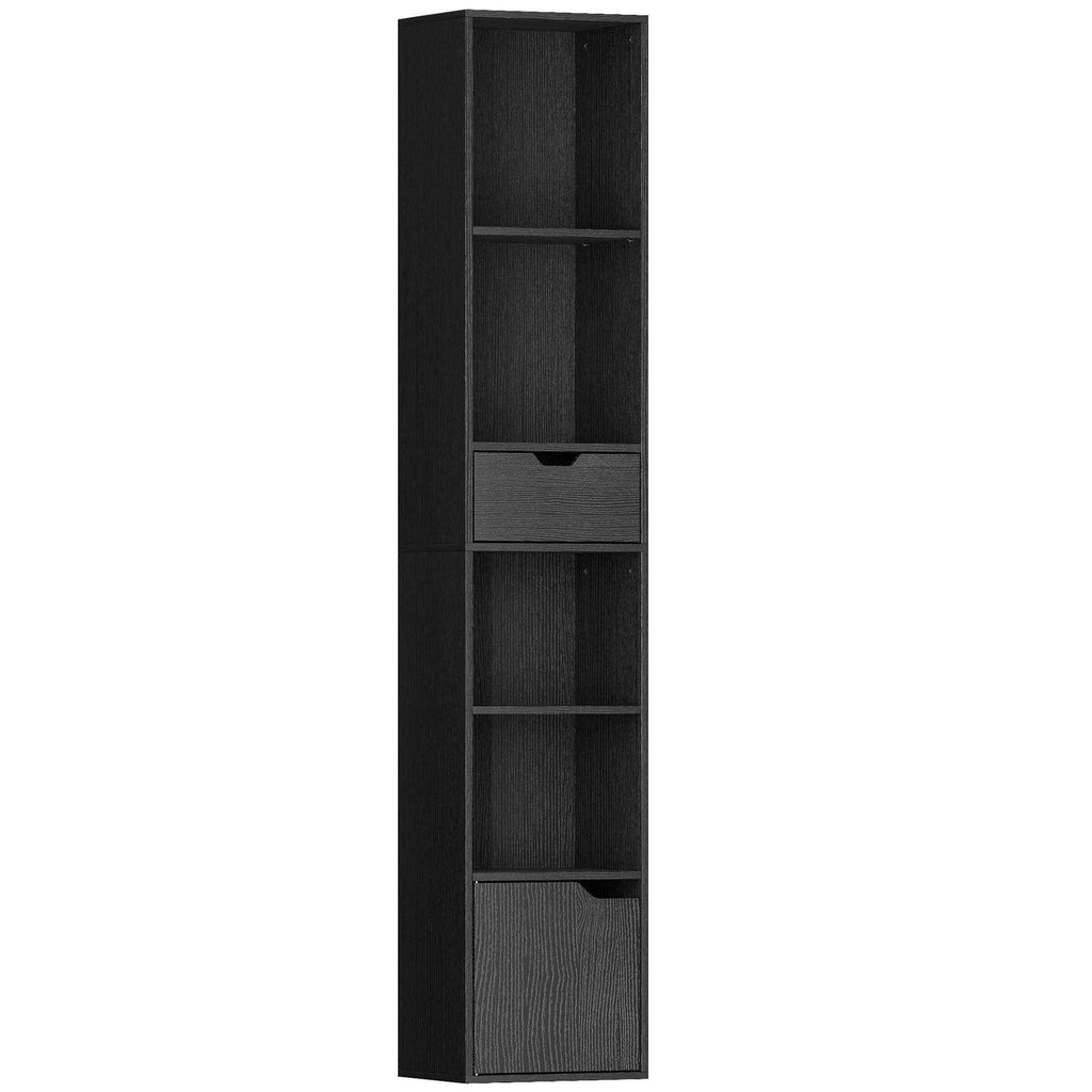 HOMCOM 4-Tier Open Bookshelf with Cabinet and Drawer, 30x24x158 cm, Black