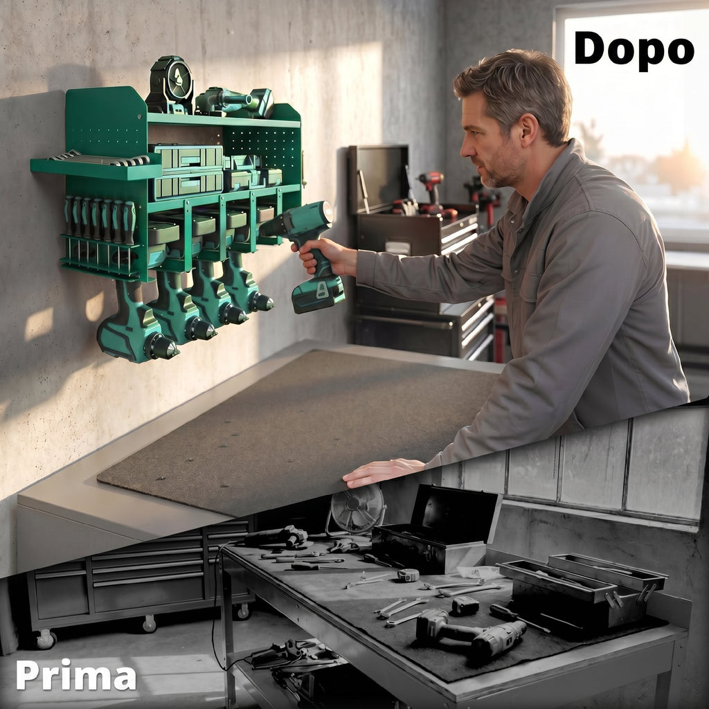 Outsunny Tool Holder with 5-Hole Drill Stand and Side Tray, Green