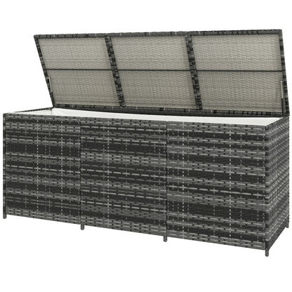 Outsunny Raised Storage Bench with Internal Lining, in Steel and Rattan, 180x60x73 cm, Gray and Cream - Borgè