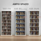 HOMCOM CD Storage Rack with 6 Adjustable Shelves, 360 CDs/185 DVDs Capacity, 58x24x124.5 cm, White