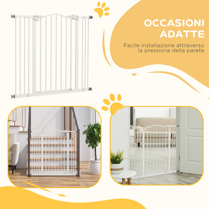 PawHut Extendable Dog Gate Without Screws Adjustable from 74-100 cm in Metal, White - Borgè