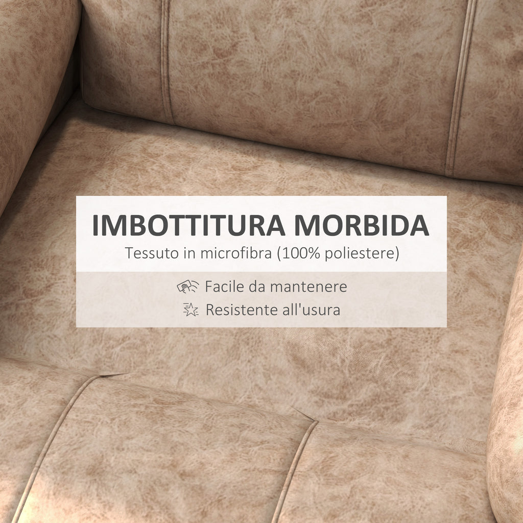 Manual Reclining Fabric Relax Chair with Removable Footrest and Side Pocket, Beige