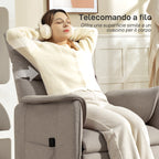 Electric Recliner Chair with Remote Control and Footrest, in Velvet Effect Fabric, 80x83x104 cm, Brown