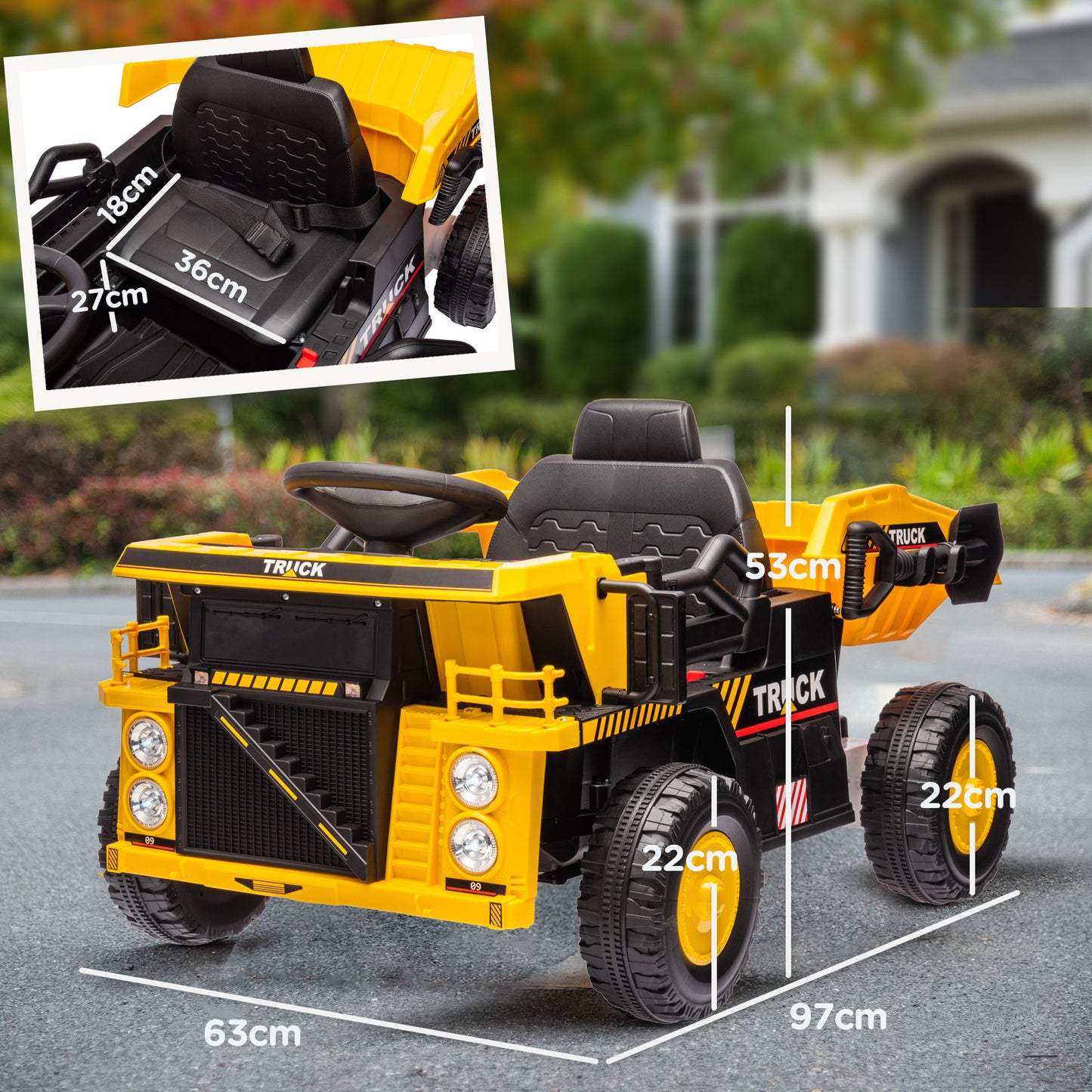 AIYAPLAY Truck for Children 3-5 Years with 12V Engine, Electric Car for Children with Music and Headlights, Yellow