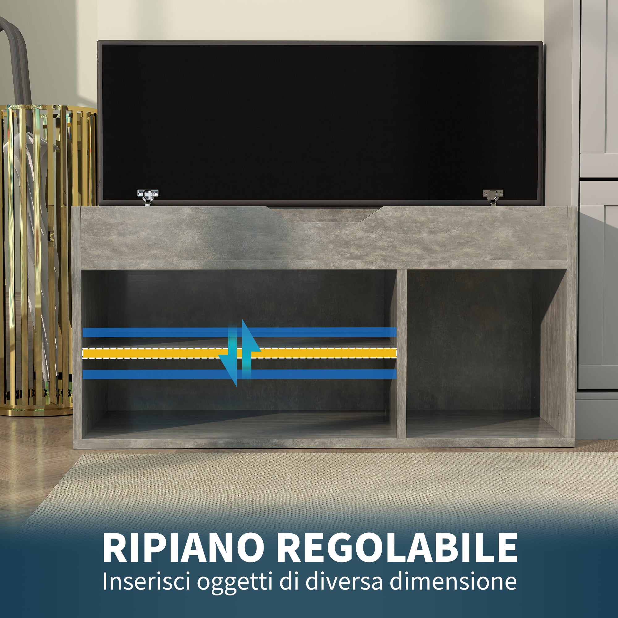 Space Saving Upholstered Shoe Cabinet with 3 Open Shelves with Concealed Space, Wooden, 80x30x45 cm, Black and Grey