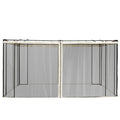 Outsunny Universal Replacement Gazebo Mosquito Net with Zippers, 352x207cm - Black and Beige