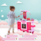Homcom Kitchen for children with 38 accessories included, game with realistic lights and sounds, 78x29x87cm, pink - Borgè