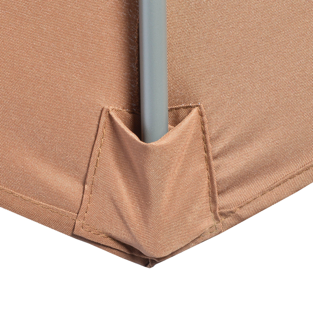 Decentralized Umbrella with 6 Ribs with Crank and Cross Base, in Metal and Polyester, Ø292x247 cm, Coffee