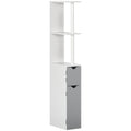 kleankin Bathroom Column with 2 Shelves and 2 Cabinets, Wooden, 15.2x29.8x118 cm, White and Grey