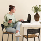 Set of 2 Industrial Style Bar Stools with Backrest and Integrated Footrest, Rustic Brown
