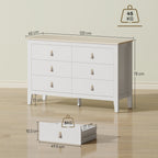 6-Drawer Bedroom Chest with Faux Leather Handles, 120x40x78 cm, White