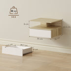 HOMCOM Set of 2 Floating Bedside Tables with Drawer and Open Shelf, 35x32x22.5 cm, White and Oak