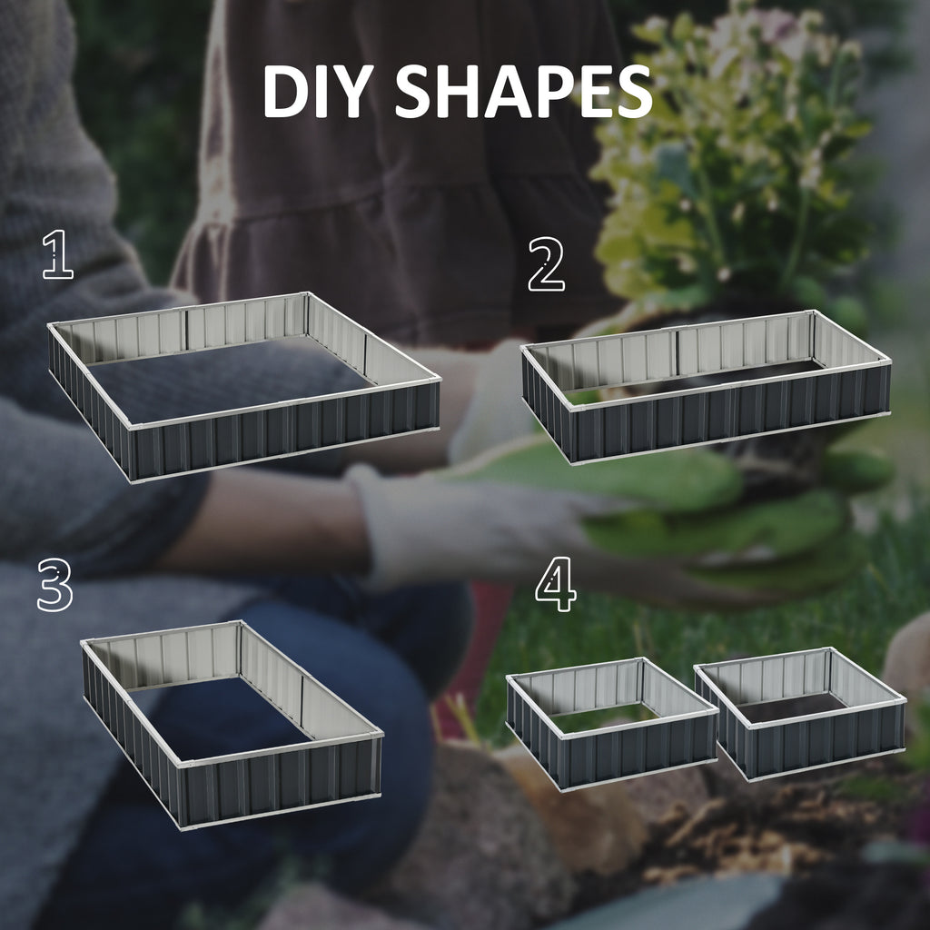 Outsunny raised flowerbed, modular galvanized steel without a bottom, 258x90x30 cm, dark gray - Borgè
