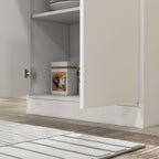 Tall Kitchen Sideboard with 2 Cabinets and a Central Drawer, Adjustable Shelves and 4 Doors in Total, White