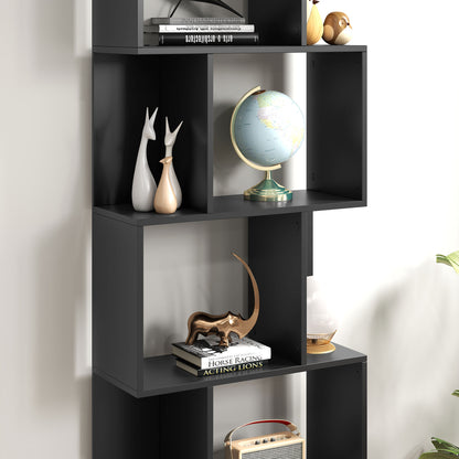 Modern Design Wooden Bookcase 5 Shelves Wooden Bookcase, 60x24x184.5 cm, Black