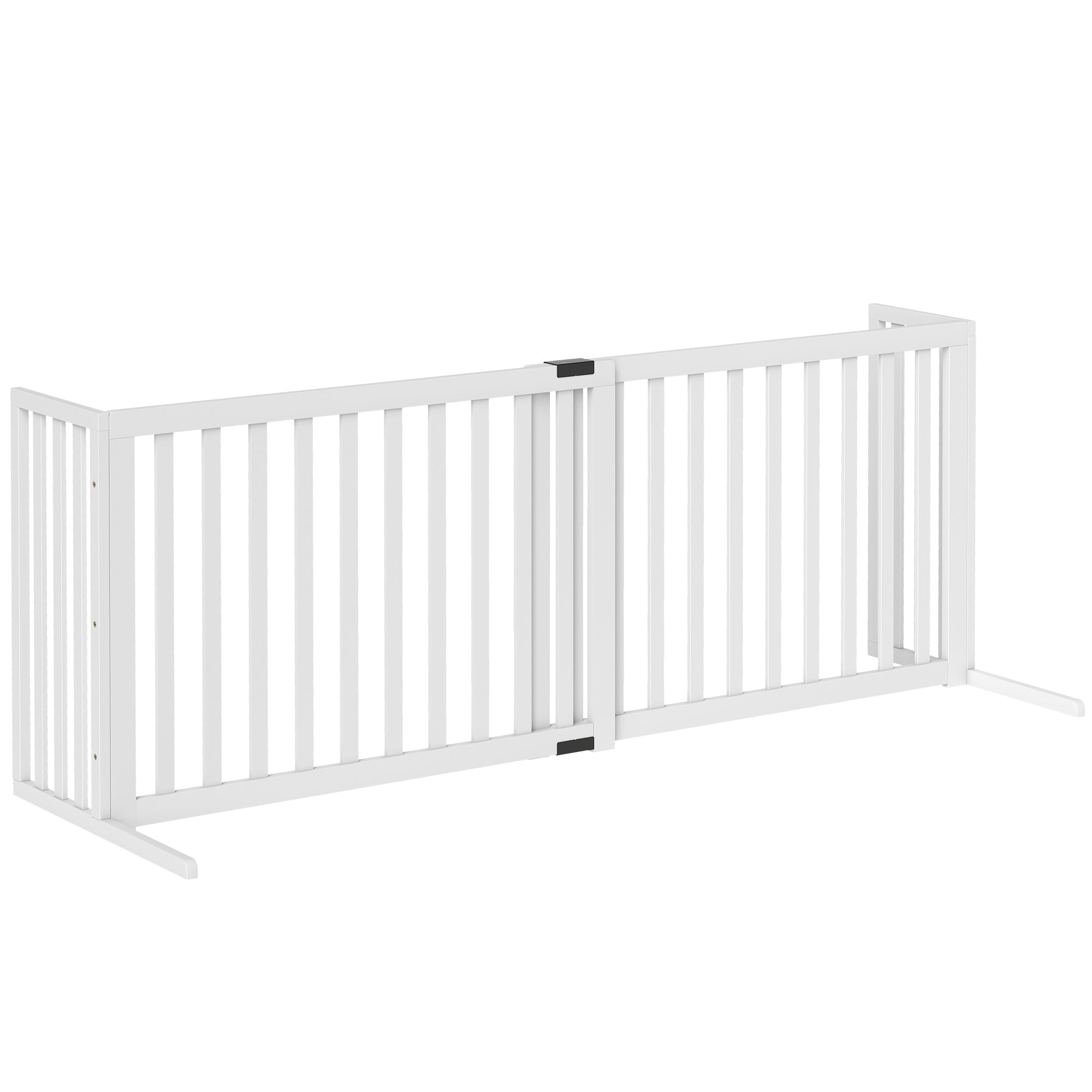 PawHut Extendable Freestanding Wooden Dog Gate for Small and Medium Dogs, 102-183x57x70 cm, White