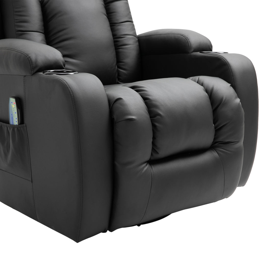 Homcom Relaxable relaxation armchair up to 150 ° in fake skin with 8 massage and heating points, black - Borgè