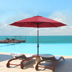Round and Adjustable Umbrella with Crank, in Polyester, Metal and Fiberglass, Ø265x240 cm, Red and Black