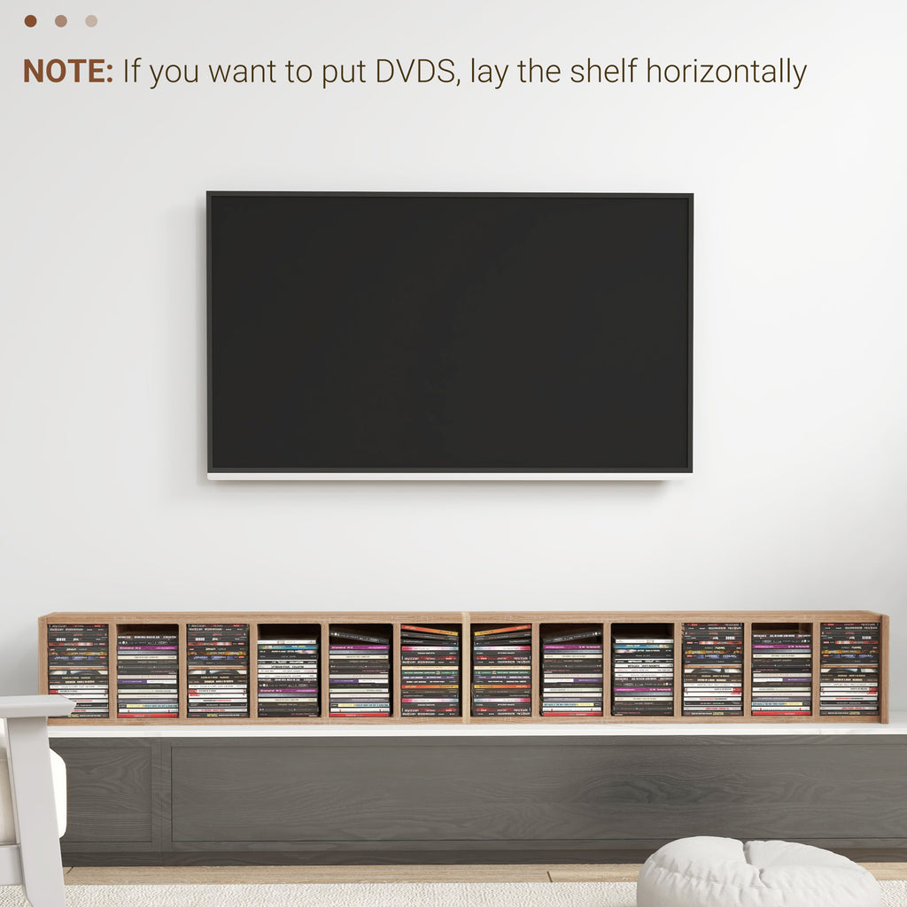 CD Rack, Set of 2, Adjustable Shelves for 204 CDs, 21x22. 5x88. 5 cm, Wood Color