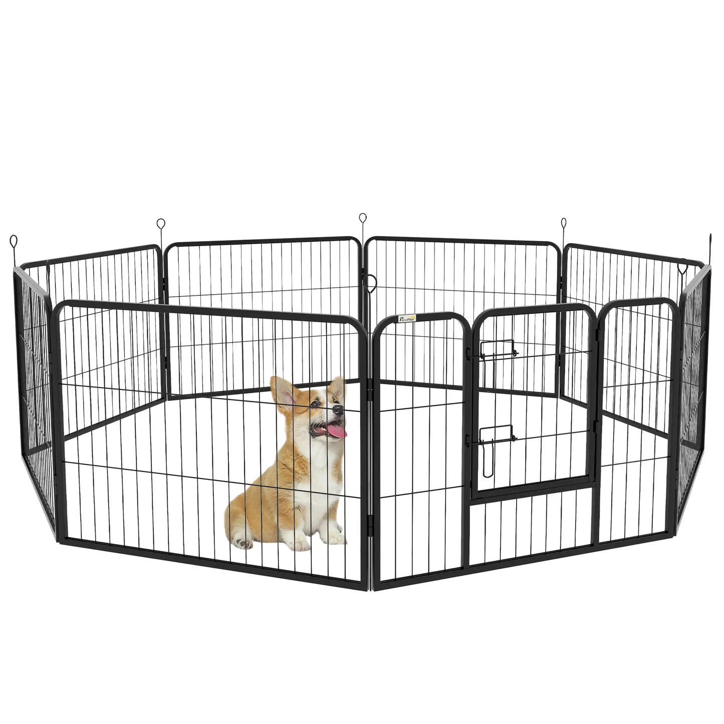 Modular Dog Playpen 8-Piece for Indoor and Outdoor Use, Steel, 80x60 cm, Black