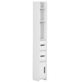 kleankin Bathroom Column with Shelves and Cabinets, Space-Saving Tall Wooden Cabinet 15x17x120cm, White