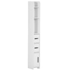 kleankin Bathroom Column with Shelves and Cabinets, Space-Saving Tall Wooden Cabinet 15x17x120cm, White