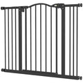 PawHut Extendable Dog Gate Without Screws Adjustable from 74-100 cm High 78 cm in Metal, Black - Borgè