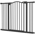 PawHut Extendable Dog Gate Without Screws Adjustable from 74-100 cm High 78 cm in Metal, Black - Borgè