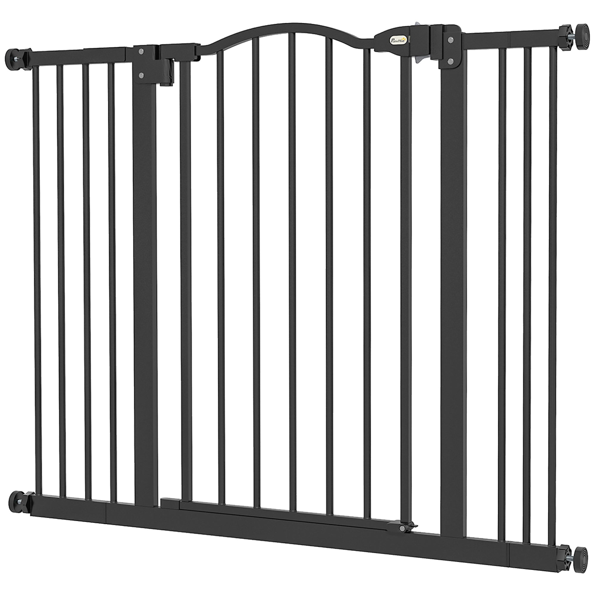 PawHut Extendable Dog Gate Without Screws Adjustable from 74-100 cm High 78 cm in Metal, Black - Borgè