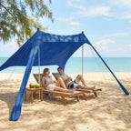 Outsunny UV 50+ Beach Tent for 2-4 People with Mat and Shovel, in Lycra and Aluminum, 200x208x200 cm, Blue