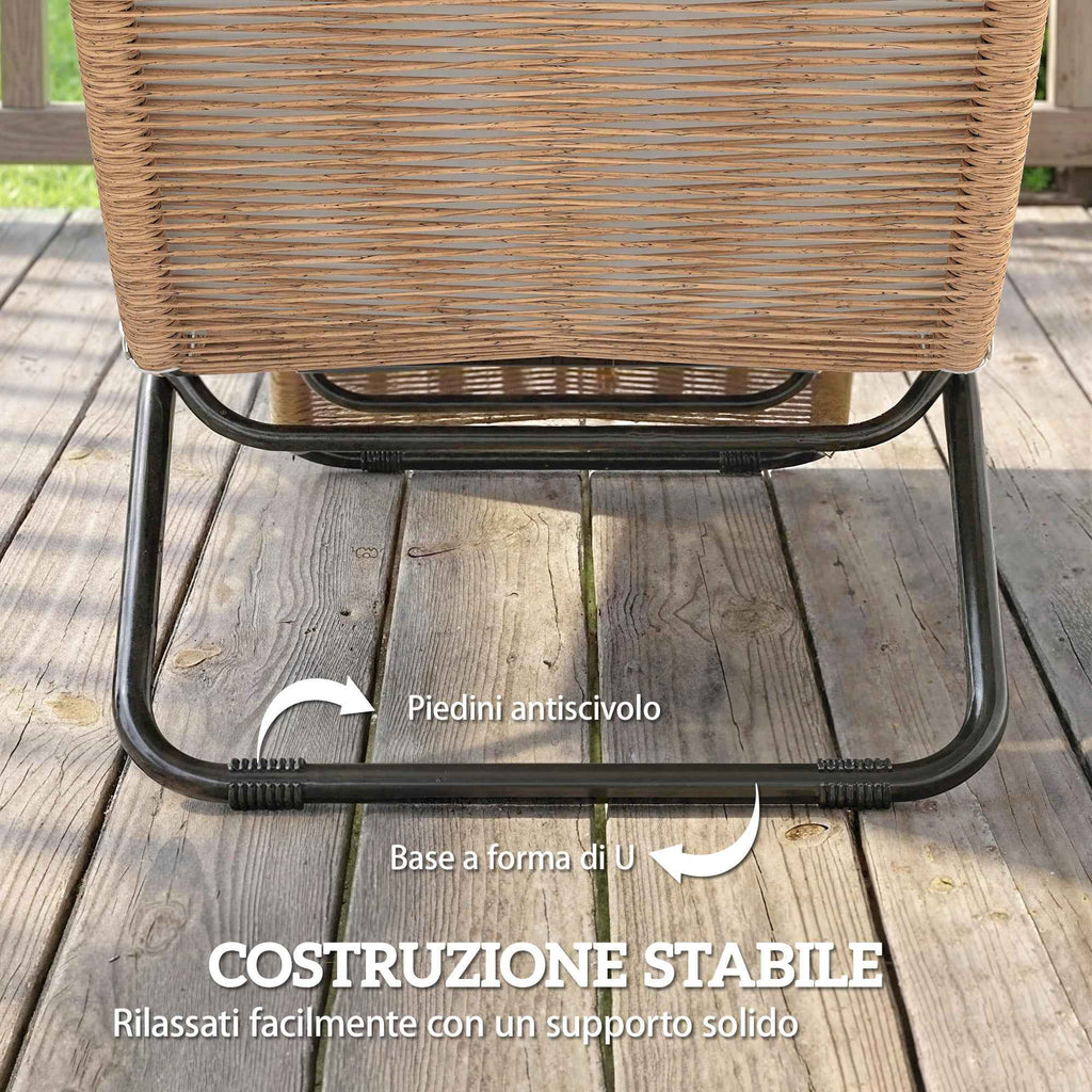 Outsunny S-Shaped Outdoor Lounger with Cushion, in PE Rattan and Steel, 175x57x80 cm, Cream